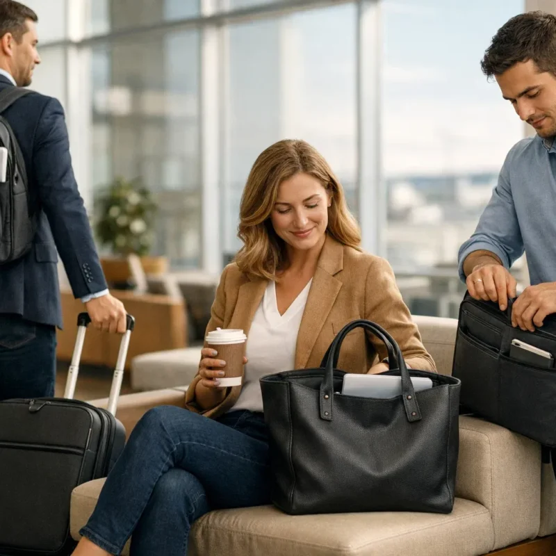 Laptop bag tote bag and trolley bag used for travel work and school